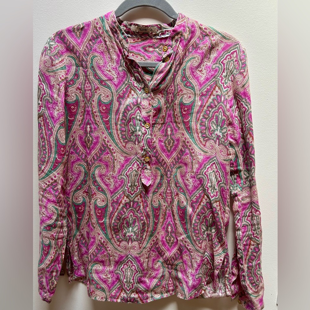 Paisley Button-Up Blouse
